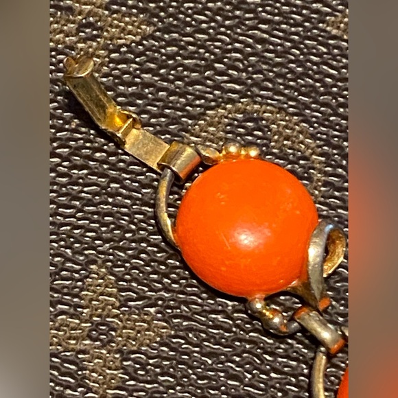 Vintage 1960s Mod Era Orange Lucite Link Bracelet - Picture 5 of 9